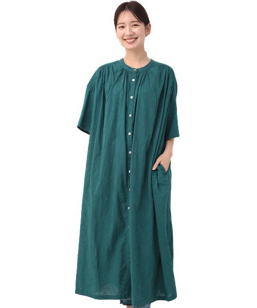 チチカカ(チチカカ)の「Rico ペイズリー総柄刺繍ワンピース(シャツワンピース・レディース・チャコールグレー/グリーン/ホワイト・FREE)」の9枚目の写真