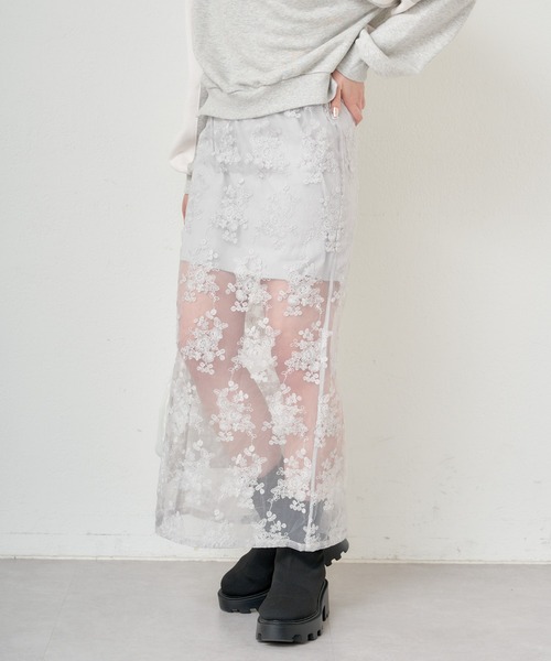 Chico（チコ）の「【2024SS】シアーフラワータイトロングスカート（スカート・レディース・ブラック/ホワイト/ライトグレー・FREE）」の19枚目の写真