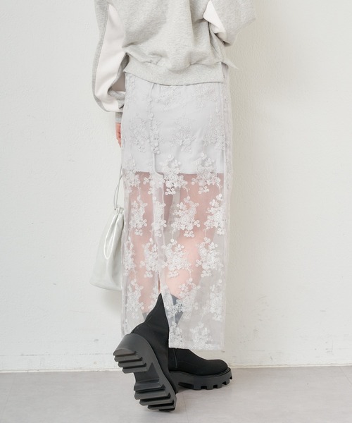 Chico（チコ）の「【2024SS】シアーフラワータイトロングスカート（スカート・レディース・ブラック/ホワイト/ライトグレー・FREE）」の16枚目の写真