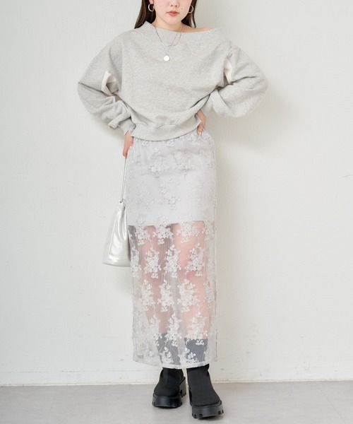 Chico（チコ）の「【2024SS】シアーフラワータイトロングスカート（スカート・レディース・ブラック/ホワイト/ライトグレー・FREE）」の17枚目の写真