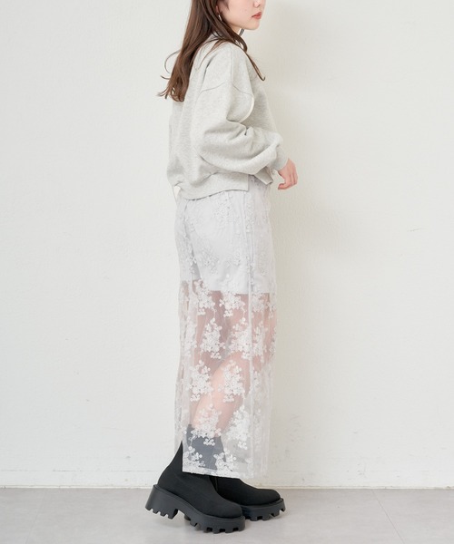 Chico（チコ）の「【2024SS】シアーフラワータイトロングスカート（スカート・レディース・ブラック/ホワイト/ライトグレー・FREE）」の18枚目の写真