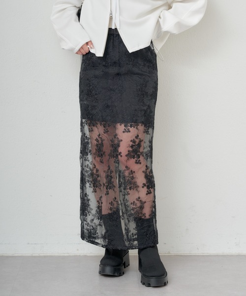 Chico（チコ）の「【2024SS】シアーフラワータイトロングスカート（スカート・レディース・ブラック/ホワイト/ライトグレー・FREE）」の13枚目の写真