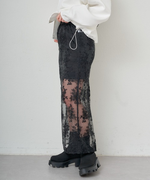 Chico（チコ）の「【2024SS】シアーフラワータイトロングスカート（スカート・レディース・ブラック/ホワイト/ライトグレー・FREE）」の10枚目の写真