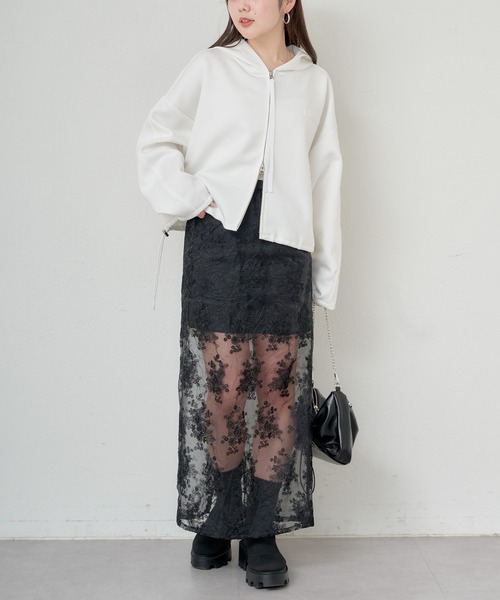 Chico（チコ）の「【2024SS】シアーフラワータイトロングスカート（スカート・レディース・ブラック/ホワイト/ライトグレー・FREE）」の15枚目の写真