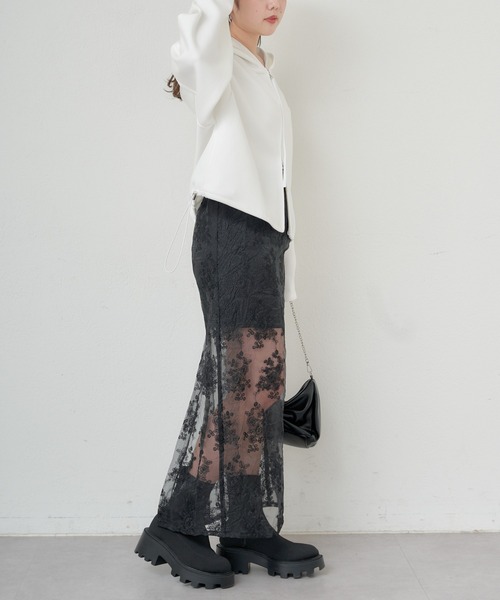 Chico（チコ）の「【2024SS】シアーフラワータイトロングスカート（スカート・レディース・ブラック/ホワイト/ライトグレー・FREE）」の11枚目の写真