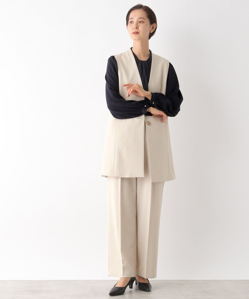 LEPSIM（レプシィム）の「【入卒式／セレモニー】タックストレートワイドパンツ　994026（スラックス・レディース・ダークネイビー/グレイッシュベージュ/ライトグリーン・MEDIUM/LARGE）」の4枚目の写真