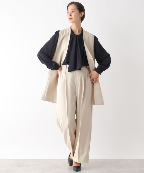 LEPSIM（レプシィム）の「【入卒式／セレモニー】タックストレートワイドパンツ　994026（スラックス・レディース・ダークネイビー/グレイッシュベージュ/ライトグリーン・MEDIUM/LARGE）」の6枚目の写真