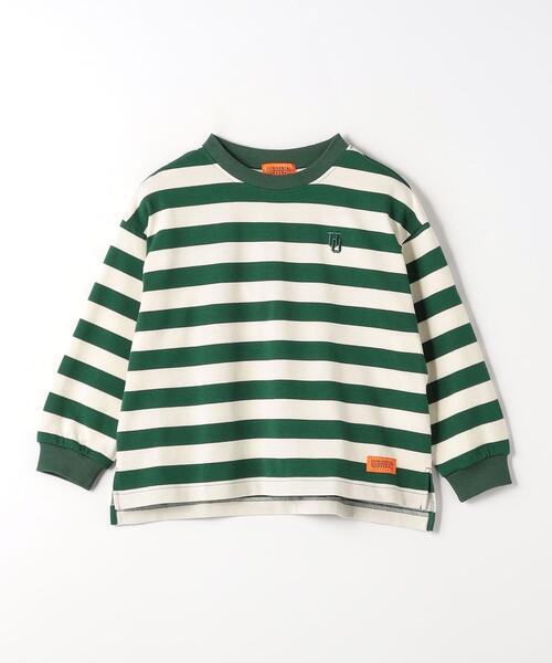 UNIVERSAL OVERALL(ユニバーサルオーバーオール)の「【別注】<UNIVERSAL OVERALL>TJ EX ボーダープルオーバー 100cm-130cm(Tシャツ/カットソー・キッズ・ダークグリーン/ブラック・S(120-130cm)/XS(100-110cm))」の2枚目の写真