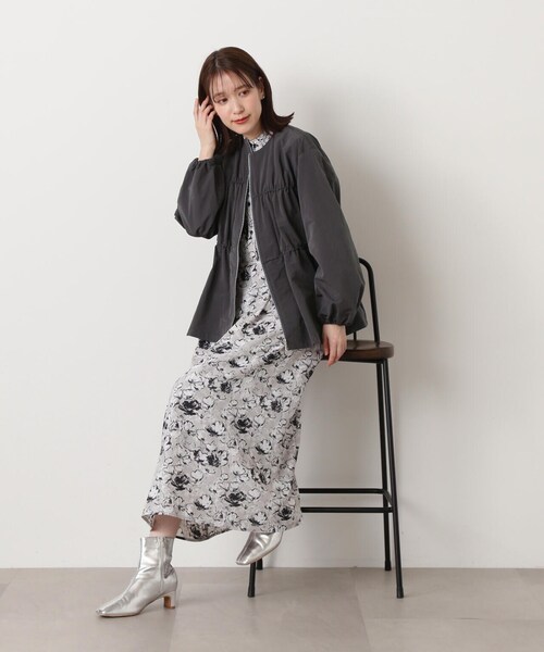 N.（N. Natural Beauty Basic）（エヌエヌナチュラルビューティーベーシック）の「◆ミニリップストップシャーリングブルゾン（ブルゾン・レディース・チャコールグレー/オフホワイト・MEDIUM）」の21枚目の写真