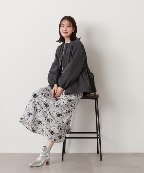 N.（N. Natural Beauty Basic）（エヌエヌナチュラルビューティーベーシック）の「◆ミニリップストップシャーリングブルゾン（ブルゾン・レディース・チャコールグレー/オフホワイト・MEDIUM）」の20枚目の写真