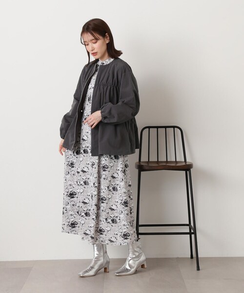 N.（N. Natural Beauty Basic）（エヌエヌナチュラルビューティーベーシック）の「◆ミニリップストップシャーリングブルゾン（ブルゾン・レディース・チャコールグレー/オフホワイト・MEDIUM）」の19枚目の写真