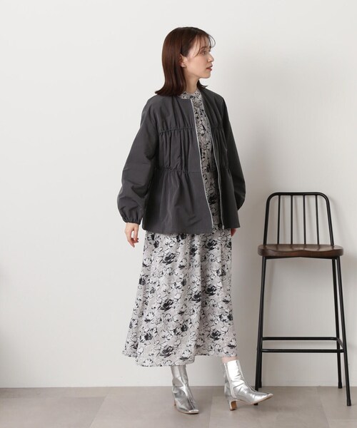 N.（N. Natural Beauty Basic）（エヌエヌナチュラルビューティーベーシック）の「◆ミニリップストップシャーリングブルゾン（ブルゾン・レディース・チャコールグレー/オフホワイト・MEDIUM）」の18枚目の写真