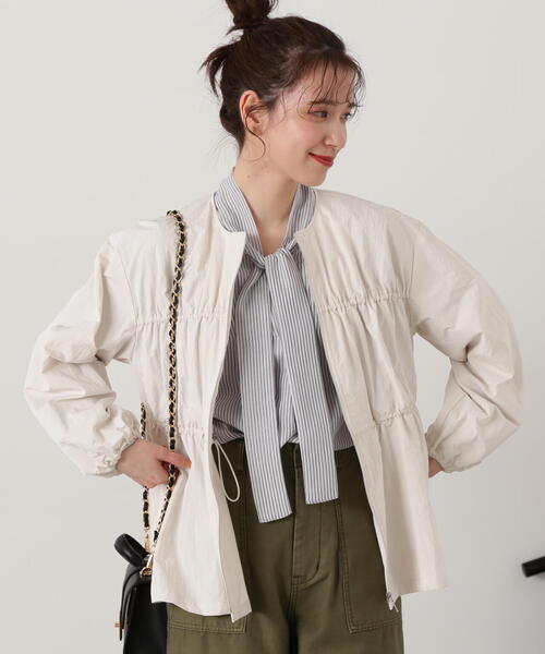 N.（N. Natural Beauty Basic）（エヌエヌナチュラルビューティーベーシック）の「◆ミニリップストップシャーリングブルゾン（ブルゾン・レディース・チャコールグレー/オフホワイト・MEDIUM）」の16枚目の写真