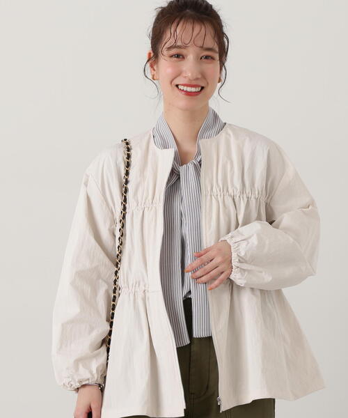 N.（N. Natural Beauty Basic）（エヌエヌナチュラルビューティーベーシック）の「◆ミニリップストップシャーリングブルゾン（ブルゾン・レディース・チャコールグレー/オフホワイト・MEDIUM）」の14枚目の写真