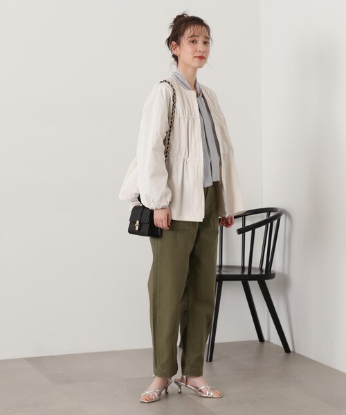 N.（N. Natural Beauty Basic）（エヌエヌナチュラルビューティーベーシック）の「◆ミニリップストップシャーリングブルゾン（ブルゾン・レディース・チャコールグレー/オフホワイト・MEDIUM）」の13枚目の写真