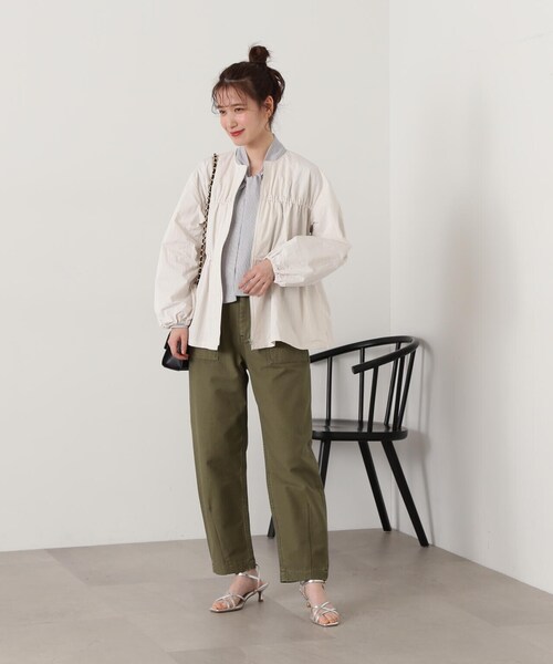 N.（N. Natural Beauty Basic）（エヌエヌナチュラルビューティーベーシック）の「◆ミニリップストップシャーリングブルゾン（ブルゾン・レディース・チャコールグレー/オフホワイト・MEDIUM）」の12枚目の写真