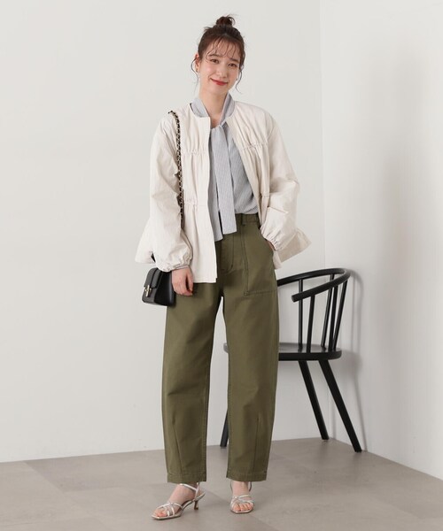 N.（N. Natural Beauty Basic）（エヌエヌナチュラルビューティーベーシック）の「◆ミニリップストップシャーリングブルゾン（ブルゾン・レディース・チャコールグレー/オフホワイト・MEDIUM）」の11枚目の写真