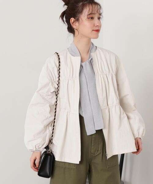 N.（N. Natural Beauty Basic）（エヌエヌナチュラルビューティーベーシック）の「◆ミニリップストップシャーリングブルゾン（ブルゾン・レディース・チャコールグレー/オフホワイト・MEDIUM）」の10枚目の写真