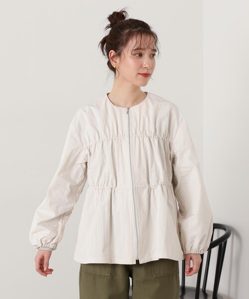 N.（N. Natural Beauty Basic）（エヌエヌナチュラルビューティーベーシック）の「◆ミニリップストップシャーリングブルゾン（ブルゾン・レディース・チャコールグレー/オフホワイト・MEDIUM）」の9枚目の写真