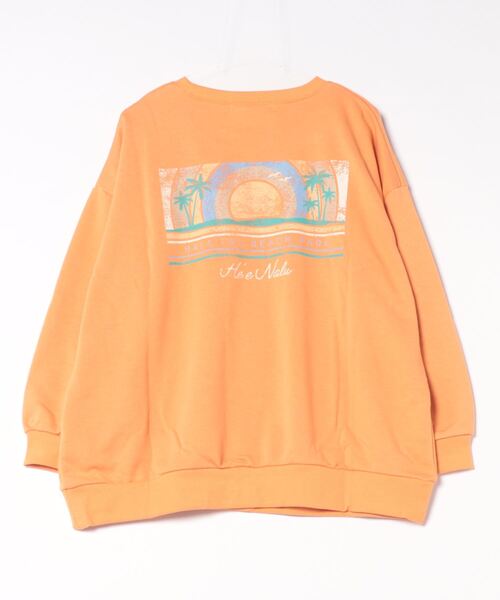 anap mimpi（アナップミンピ）の「レトロハワイプリント 裏毛 スウェット トレーナー（スウェット・レディース・オフホワイト/ネイビー/オレンジ・FREE）」の4枚目の写真