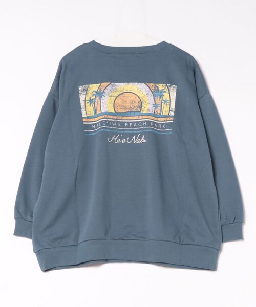 anap mimpi（アナップミンピ）の「レトロハワイプリント 裏毛 スウェット トレーナー（スウェット・レディース・オフホワイト/ネイビー/オレンジ・FREE）」の6枚目の写真