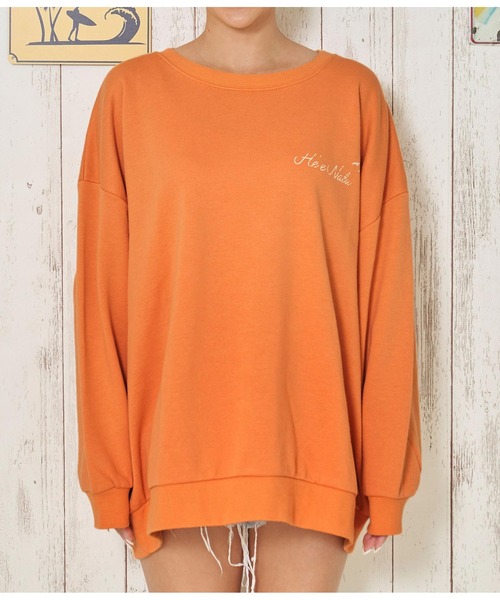 anap mimpi（アナップミンピ）の「レトロハワイプリント 裏毛 スウェット トレーナー（スウェット・レディース・オフホワイト/ネイビー/オレンジ・FREE）」の15枚目の写真