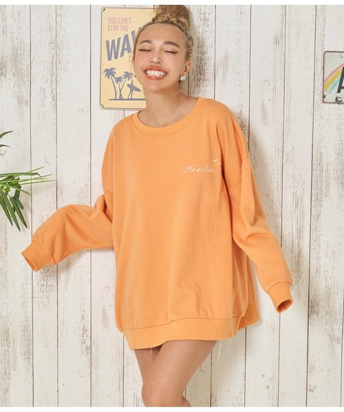 anap mimpi（アナップミンピ）の「レトロハワイプリント 裏毛 スウェット トレーナー（スウェット・レディース・オフホワイト/ネイビー/オレンジ・FREE）」の22枚目の写真