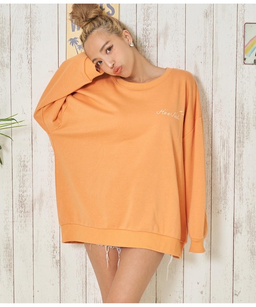 anap mimpi（アナップミンピ）の「レトロハワイプリント 裏毛 スウェット トレーナー（スウェット・レディース・オフホワイト/ネイビー/オレンジ・FREE）」の21枚目の写真