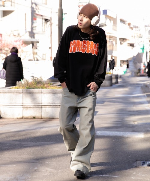 WEGO(ウィゴー)の「WEGO/アクセ付きグラフィックロンT(Tシャツ/カットソー・メンズ・ブラック/ホワイト/ブラック系その他/ホワイト系その他・LARGE/MEDIUM)」の6枚目の写真