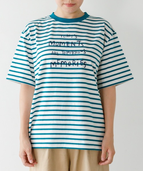 MAKE YOUR DAY（メイクユアデイ）の「ベーシックボーダーファミリー半袖Tシャツ■ママサイズ（Tシャツ/カットソー・レディース・イエロー/グレー/グリーン・FREE）」の2枚目の写真
