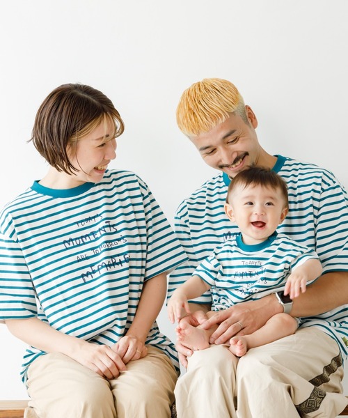 MAKE YOUR DAY（メイクユアデイ）の「ベーシックボーダーファミリー半袖Tシャツ■ママサイズ（Tシャツ/カットソー・レディース・イエロー/グレー/グリーン・FREE）」の4枚目の写真