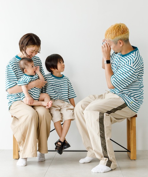 MAKE YOUR DAY（メイクユアデイ）の「ベーシックボーダーファミリー半袖Tシャツ■ママサイズ（Tシャツ/カットソー・レディース・イエロー/グレー/グリーン・FREE）」の5枚目の写真