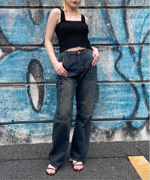 one way（ワンウェイ）の「シャーリングキャミ（タンクトップ・レディース・ピンク/ホワイト/ブラック/グリーン/ブルー/レッド・FREE）」の21枚目の写真