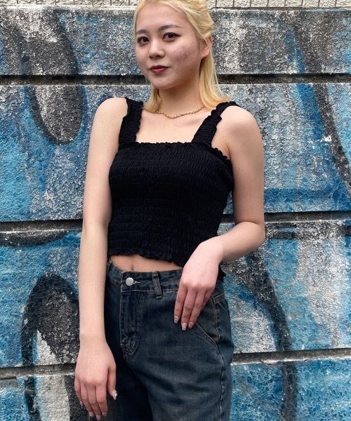 one way（ワンウェイ）の「シャーリングキャミ（タンクトップ・レディース・ピンク/ホワイト/ブラック/グリーン/ブルー/レッド・FREE）」の19枚目の写真