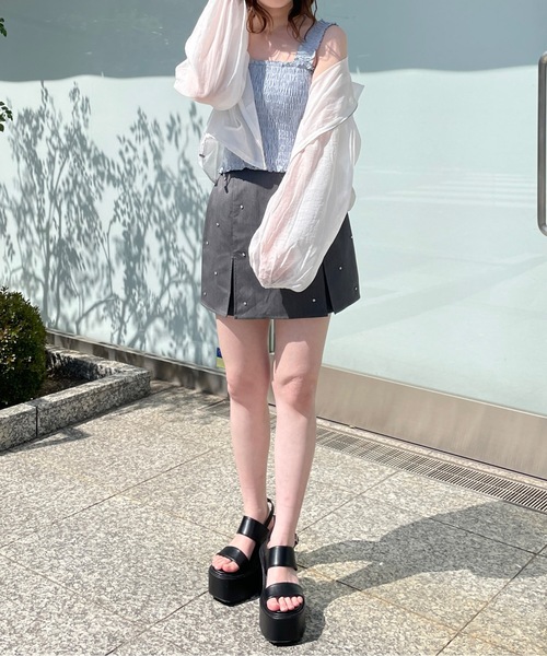 one way（ワンウェイ）の「シャーリングキャミ（タンクトップ・レディース・ピンク/ホワイト/ブラック/グリーン/ブルー/レッド・FREE）」の8枚目の写真