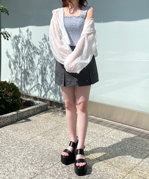 one way（ワンウェイ）の「シャーリングキャミ（タンクトップ・レディース・ピンク/ホワイト/ブラック/グリーン/ブルー/レッド・FREE）」の9枚目の写真