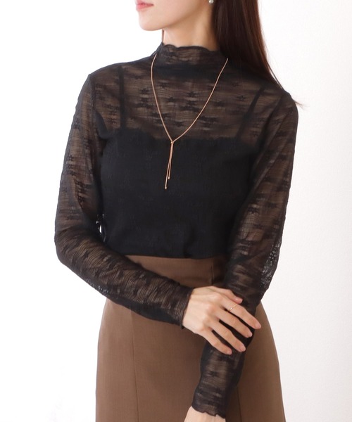 Lace Ladies（レースレディース）の「プチハイネック メロウ フリル フラワー ジャガード プルオーバー（その他トップス・レディース・ブラック/アイボリー/ホワイト・FREE）」の4枚目の写真