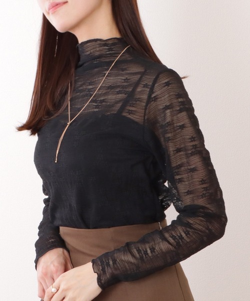 Lace Ladies（レースレディース）の「プチハイネック メロウ フリル フラワー ジャガード プルオーバー（その他トップス・レディース・ブラック/アイボリー/ホワイト・FREE）」の6枚目の写真