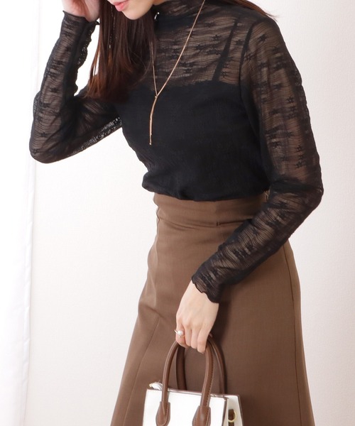 Lace Ladies（レースレディース）の「プチハイネック メロウ フリル フラワー ジャガード プルオーバー（その他トップス・レディース・ブラック/アイボリー/ホワイト・FREE）」の8枚目の写真