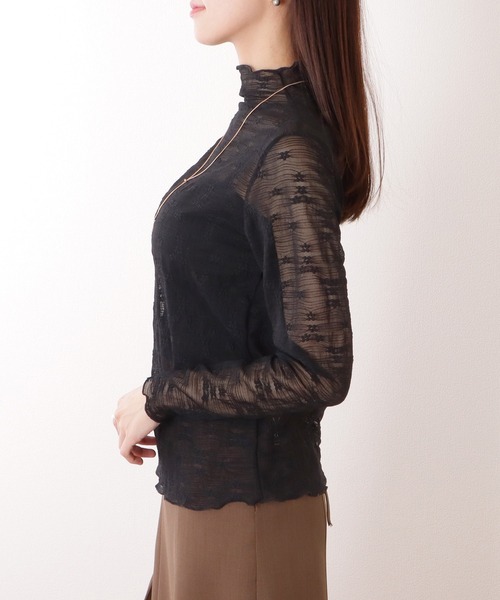 Lace Ladies（レースレディース）の「プチハイネック メロウ フリル フラワー ジャガード プルオーバー（その他トップス・レディース・ブラック/アイボリー/ホワイト・FREE）」の9枚目の写真
