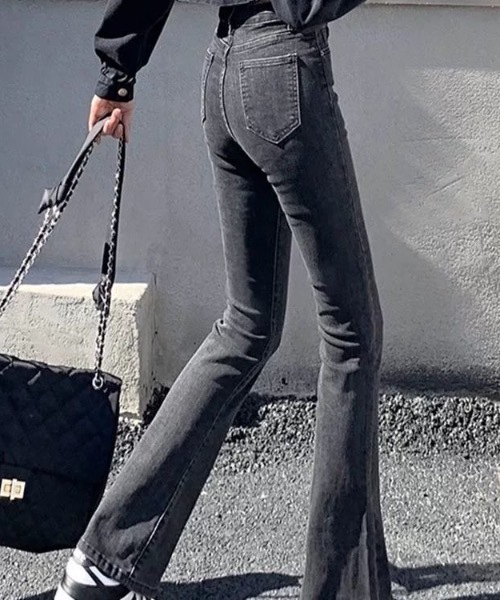 変形ワイドフレアブーツカットデニム 裾カットオフ ワイド フレア デニムパンツ ブーツカット ワイド