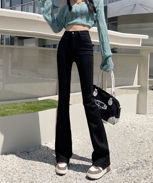 セール】スタイルアップ ストレッチ ブーツカット フレア ハイウエスト