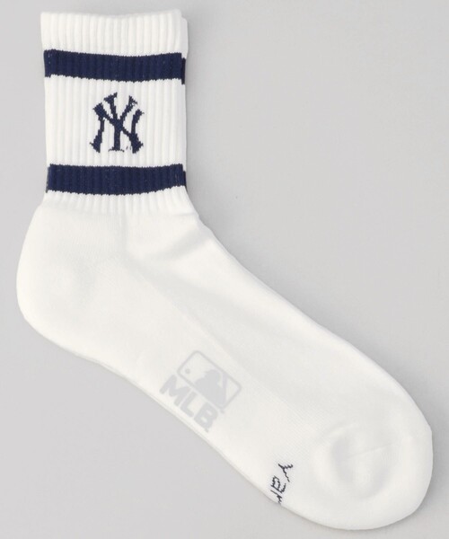 MLB(メジャーリーグベースボール)の「MLB/エムエルビー MLB/メジャーリーグベースボール 別注 クォーターソックス(ソックス/靴下・メンズ・ブルー/グリーン/ネイビー・フリ-)」の2枚目の写真