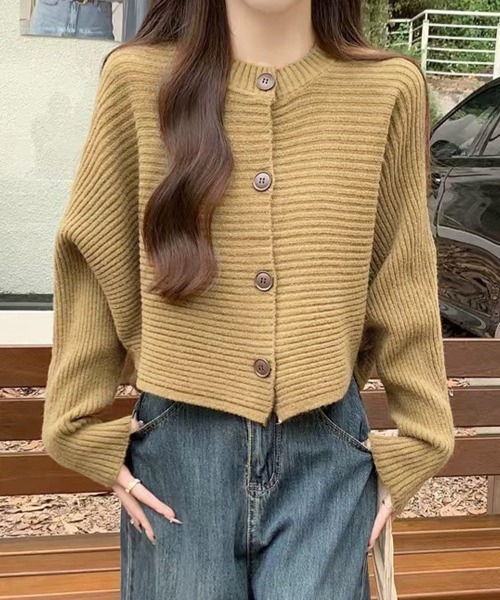 Miniministore(ミニミニストア)の「ドルマンニットトップス ショート丈ニット(ニット/セーター・レディース・ホワイト/ブラウン/ベージュ/グリーン/ブラック/グレー・FREE)」の5枚目の写真