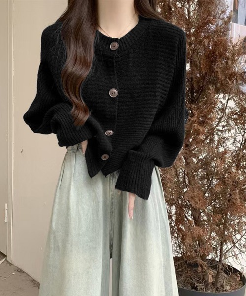 Miniministore(ミニミニストア)の「ドルマンニットトップス ショート丈ニット(ニット/セーター・レディース・ホワイト/ブラウン/ベージュ/グリーン/ブラック/グレー・FREE)」の12枚目の写真