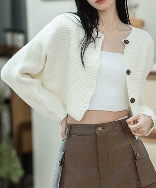 Miniministore(ミニミニストア)の「ドルマンニットトップス ショート丈ニット(ニット/セーター・レディース・ホワイト/ブラウン/ベージュ/グリーン/ブラック/グレー・FREE)」の15枚目の写真
