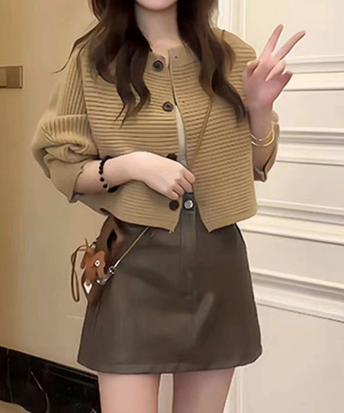 Miniministore(ミニミニストア)の「ドルマンニットトップス ショート丈ニット(ニット/セーター・レディース・ホワイト/ブラウン/ベージュ/グリーン/ブラック/グレー・FREE)」の17枚目の写真