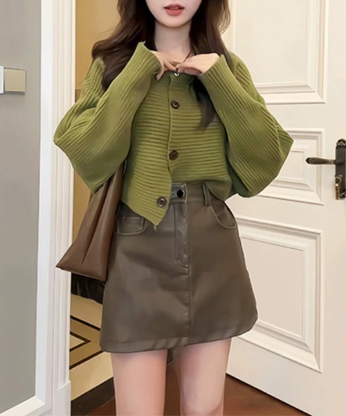 Miniministore(ミニミニストア)の「ドルマンニットトップス ショート丈ニット(ニット/セーター・レディース・ホワイト/ブラウン/ベージュ/グリーン/ブラック/グレー・FREE)」の20枚目の写真