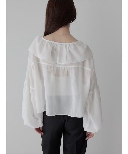 【セール】ダブルリボンフリルブラウス/ホワイト（シャツ/ブラウス）｜amel（エイメル）