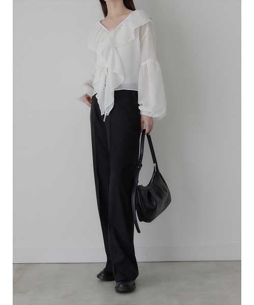 【セール】ダブルリボンフリルブラウス/ホワイト（シャツ/ブラウス）｜amel（エイメル）